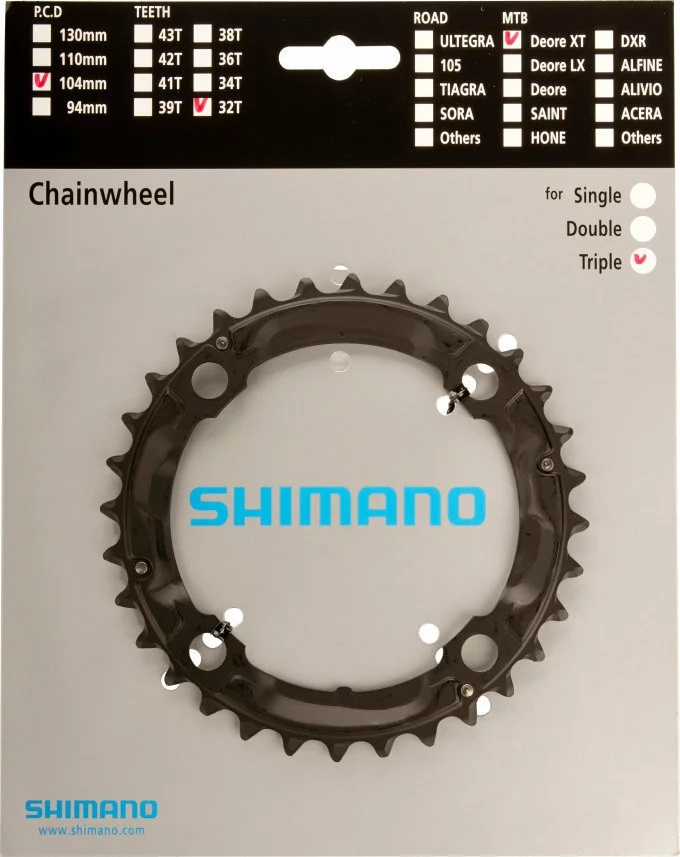 Shimano XT 2004-2007 4-Arm 9-fach 32 Zähne S-Type IG Alu Schwarz Y-1F898020 1 Shimano XT 2004-2007 4-Arm 9-fach 32 Zähne S-Type IG Alu Schwarz Y-1F898020